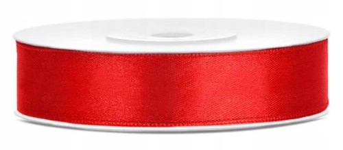 Wstążka tasiemka satynowa czerwona 1,2 cm x 25 m