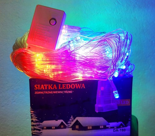 lampki CHOINKOWE 160 LED multi siatka kurtyna 1,8m