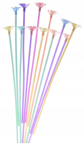 Patyczki patyk do balonów koszyk 10 szt pastelowe