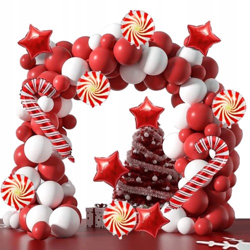 Girlanda balonowa świąteczna czerwona biała święta