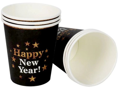 Kubki kubeczki czarne złote sylwester nowy rok