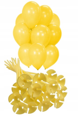 Balony + patyki z koszyczkami pastelowe żółte