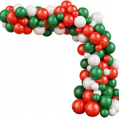 Girlanda balonowa świąteczna zielona czerwona biał