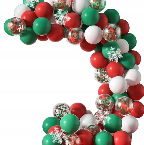 Girlanda balonowa święta zielona czerwona konfetti