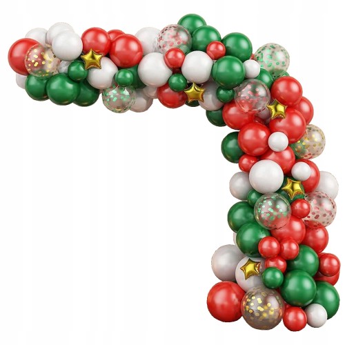 Girlanda balonowa świąteczna zielona czerwona złot