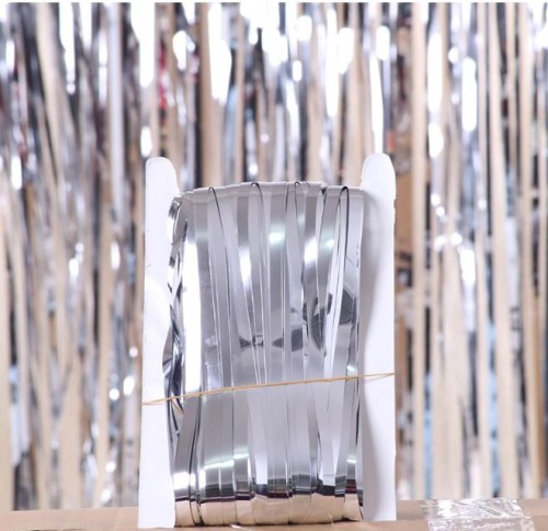 KURTYNA DEKORACYJNA SREBRNA ZASŁONA samoprzylepna