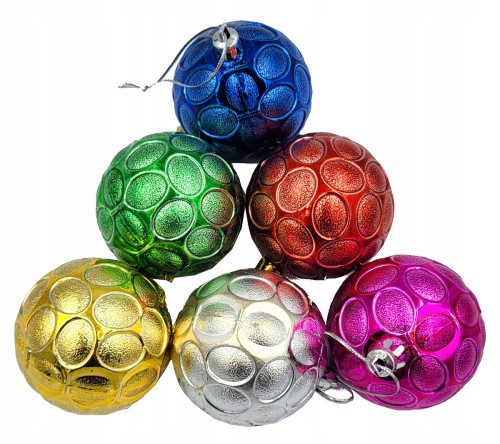 bombki choinkowe 6 sztuk kolory szyszka połysk 6cm