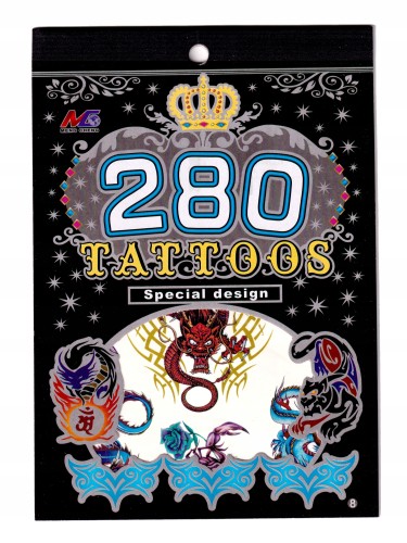 Tatuaże zmywalne tymczasowe mix 280 smoki tygrysy