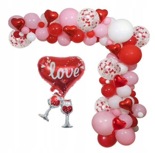 Zestaw balonów girlanda różowa czerwona walentynki