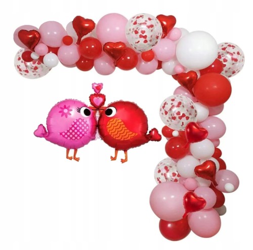 Zestaw balonów girlanda różowa czerwona walentynki