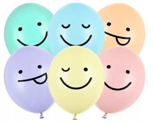 Balony lateksowe pastelowe mix buźki 30 cm 6 szt