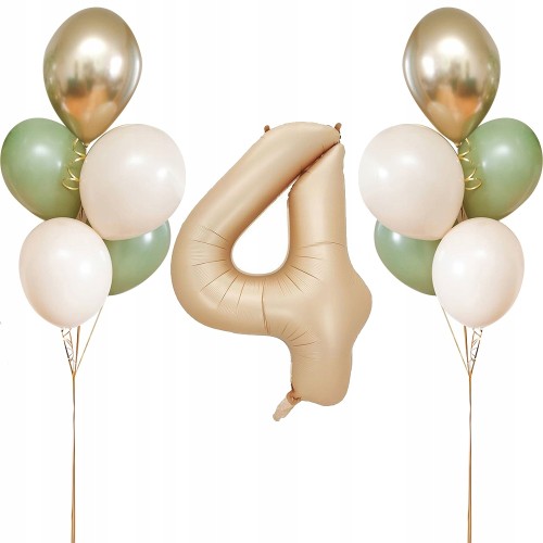 Zestaw balonów na czwarte 4 urodziny kremowy złoty