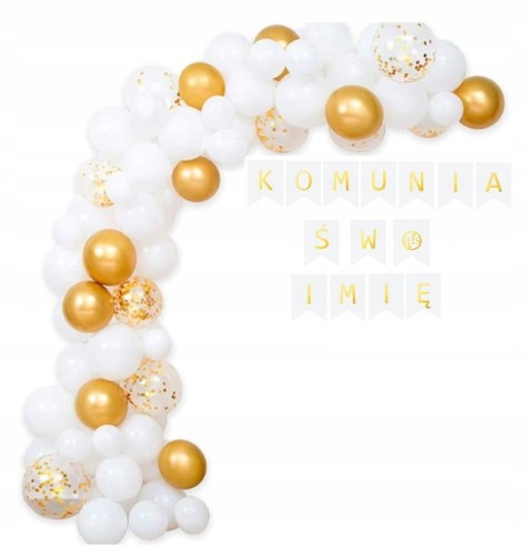 Zestaw balonów złote komunia święta baner + imię