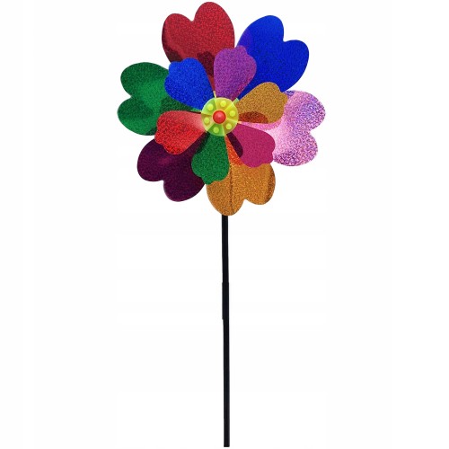 WIATRACZEK WIATRAK OGRODOWY NA PATYKU KWIATEK HOLO