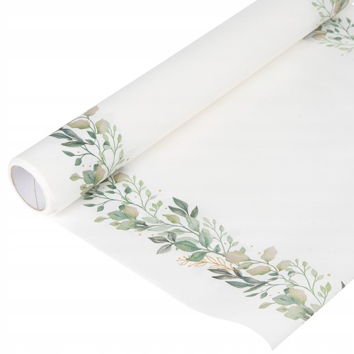 Bieżnik papierowy na stół biało zielony 40 cm x 5m
