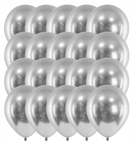 BALONY metaliczne shiny SREBRNE 5 cali 20 szt