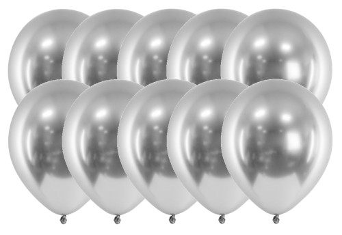 BALONY metaliczne shiny SREBRNE 5 cali 10 szt