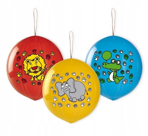 3 balony piłka zwierzęta 45cm z gumką do odbijania