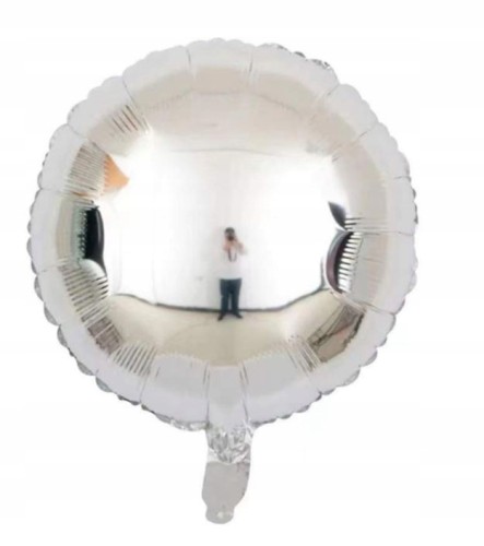 Balon foliowy okrągły srebrny metaliczny 45 cm