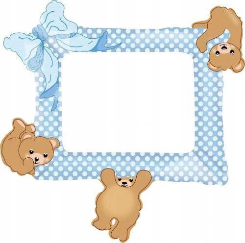 BALON foliowy ramka do zdjęć niebieska misie 60 cm