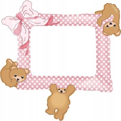 BALON foliowy ramka do zdjęć różowa misie 60x59 cm