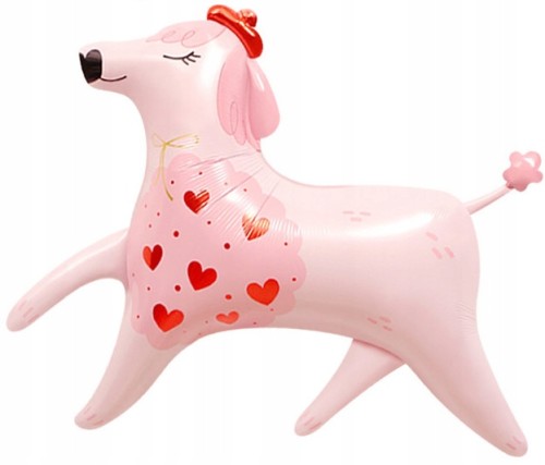 BALON foliowy pudel różowy piesek pies walentynki