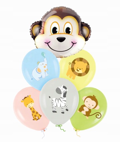 Zestaw balonów zwierzątka zwierzęta mix zoo małpka