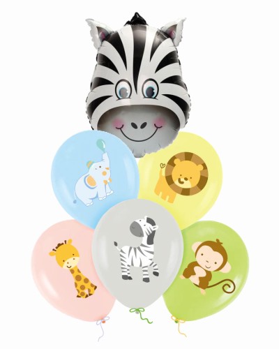 Zestaw balonów zwierzątka zwierzęta mix zoo zebra