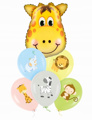 Zestaw balonów zwierzątka zwierzęta mix zoo żyrafa