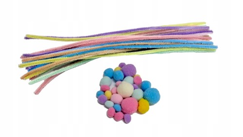 Druciki kreatywne pastelowe kolorowe z pomponami