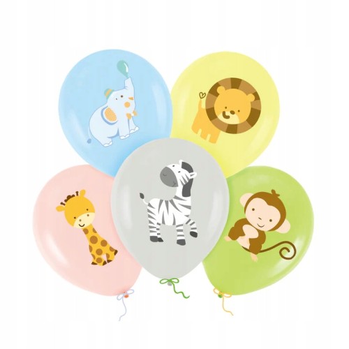 Zestaw balony lateksowe zwierzątka mix zoo 5 szt