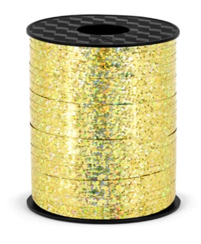 Wstążka do balonów Taśma 225 m ZŁOTA holograficzna