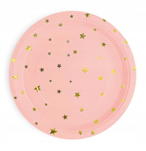 TALERZYKI różowe papierowe 6 szt 18 cm urodziny