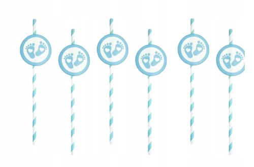 Słomki BIO RURKI papierowe BABY SHOWER 5 szt BOY