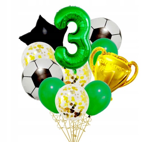 Zestaw balonów piłka nożna na trzecie 3 urodziny
