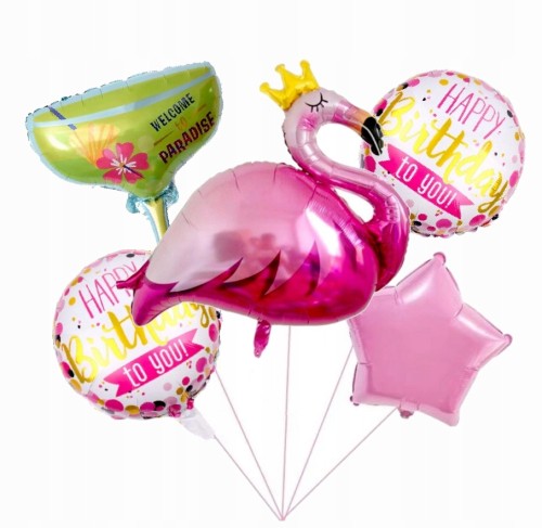 Zestaw balonów urodziny tropikalny drink flaming