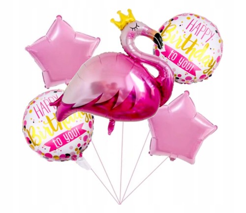 Zestaw balonów urodzinowych tropikalny flaming