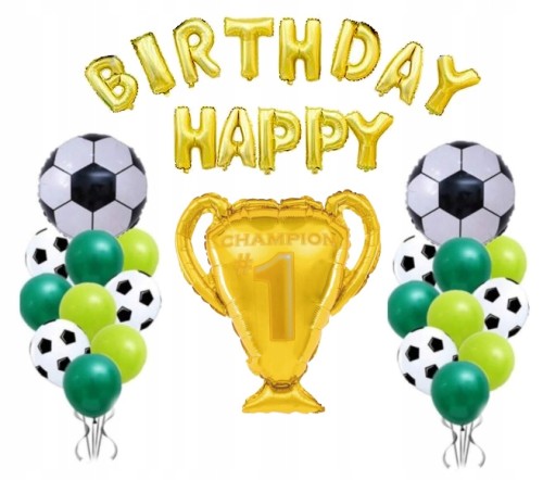 Zestaw balonów urodzinowych piłka nożna puchar