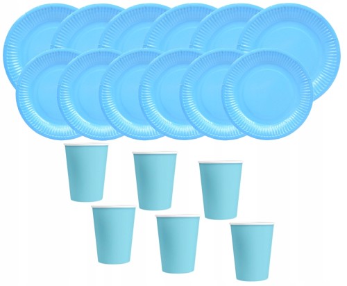 Zestaw urodzinowy kubeczki talerzyki niebieskie