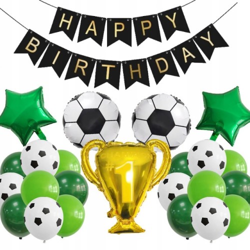 Zestaw balonów urodziny piłka nożna puchar baner