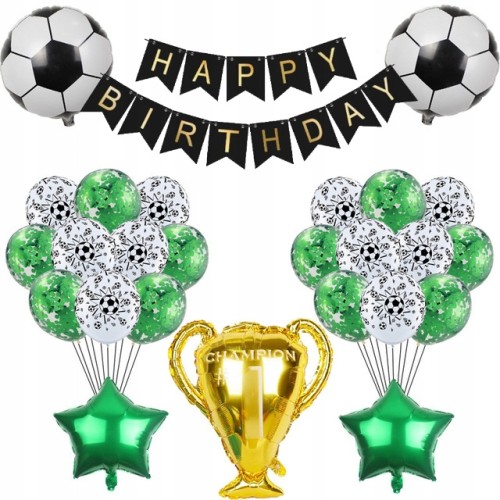 Zestaw balonów urodzinowych piłka nożna puchar