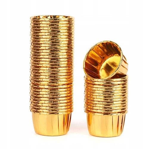 Foremki papilotki na ciasto muffinki złote 50 szt