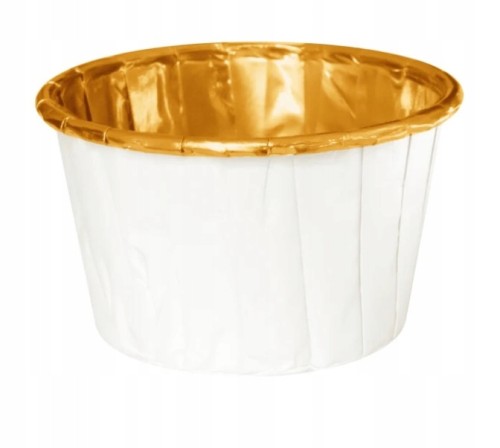 Foremki papilotki na muffinki złote białe 50 szt