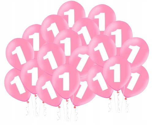 Balony lateksowe różowe urodziny roczek 20szt 30cm