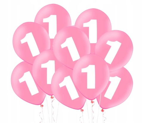 Balony lateksowe różowe urodziny roczek 10szt 30cm
