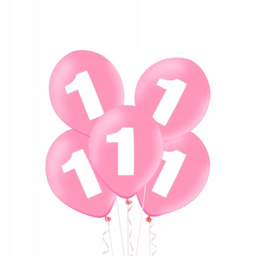 Balony lateksowe różowe urodziny roczek 5 szt 30cm