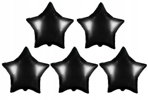 BALON foliowy czarne gwiazdy gwiazdki 5 szt 25 cm