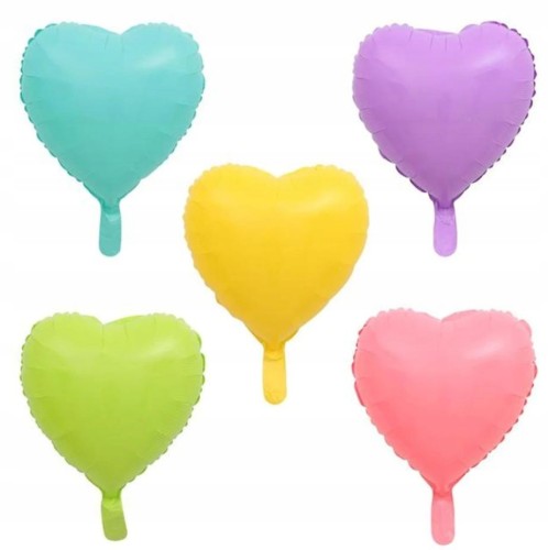 Balony foliowe serduszka pastelowe 45 cm mix 5 szt
