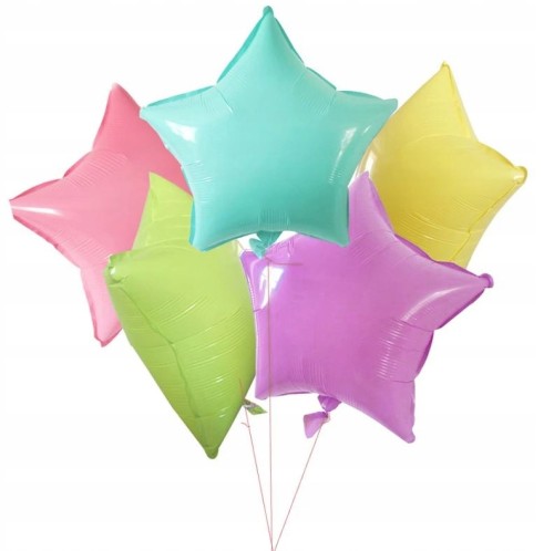 Balony foliowe gwiazdki pastelowe 45 cm mix 5 szt