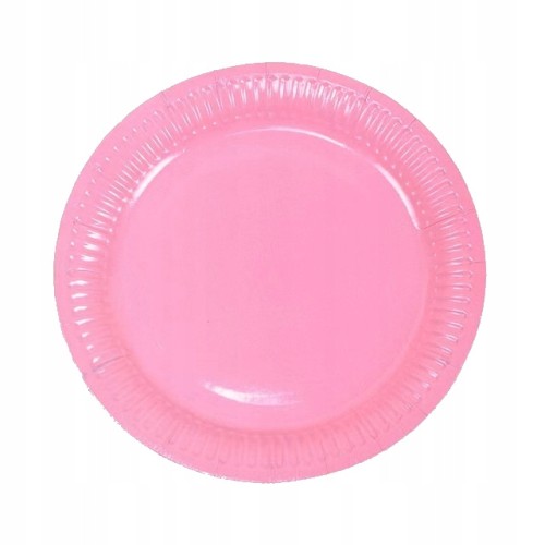 Talerzyki papierowe urodzinowe 23 cm różowe 6 szt